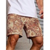 image:imageGORGLITTER Mens Floral Embroidery Drawstring Shorts Graphic Paisley Casual Gym ShortsOrange