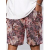 image:imageGORGLITTER Mens Floral Embroidery Drawstring Shorts Graphic Paisley Casual Gym ShortsPurple