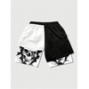 image:imageGORGLITTER Mens Graphic Anime Gym Shorts Y2K 2 in 1 Basketball Athletic Workout Drawstring Drippy ShortsBlack and White Graphic