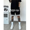 image:imageGORGLITTER Mens Graphic Cool Shorts Drawstring Waist Basketball Athletic Gym Shorts with PocketsBlack D