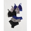 image:imageGORGLITTER Womens 3 Pack Lace Matching Bra and Panty Sets Bow Cute Bralette Underwear Lingerie SetBlue Grey Black