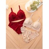 image:imageGORGLITTER Womens 3 Pack Lace Matching Bra and Panty Sets Bow Cute Bralette Underwear Lingerie SetRed 3pack