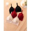 image:imageGORGLITTER Womens 3 Pack Lace Matching Bra and Panty Sets Bow Cute Bralette Underwear Lingerie SetRed 3pack
