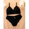 image:imageGORGLITTER Womens 3 Pack Lace Matching Bra and Panty Sets Bow Cute Bralette Underwear Lingerie SetRed 3pack
