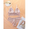 image:imageGORGLITTER Womens 3 Pack Lace Matching Bra and Panty Sets Bow Cute Bralette Underwear Lingerie SetWhite Black Pink