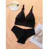image:imageGORGLITTER Womens 3 Pack Lace Matching Bra and Panty Sets Bow Cute Bralette Underwear Lingerie SetWhite Black Pink