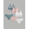 image:imageGORGLITTER Womens 3 Pack Lace Matching Bra and Panty Sets Bow Cute Bralette Underwear Lingerie SetWhite Pink Green