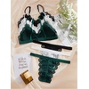 image:imageGORGLITTER Womens 8 Piece Sexy Lace Lingerie Matching Bralette Bra and Panty SetBlack White Dark Green
