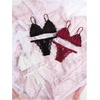 image:imageGORGLITTER Womens 8 Piece Sexy Lace Lingerie Matching Bralette Bra and Panty SetBlack White Red
