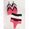 image:imageGORGLITTER Womens 8 Piece Sexy Lace Lingerie Matching Bralette Bra and Panty SetBlack White Red Pink