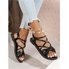 image:imageGORGLITTER Womens Bow Flat Sandals Dressy Formal Cute Strappy Ankle Strap Open Toe Summer Beach Sandals 2026Black Strappy