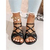 image:imageGORGLITTER Womens Bow Flat Sandals Dressy Formal Cute Strappy Ankle Strap Open Toe Summer Beach Sandals 2026Black Strappy