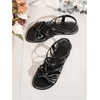 image:imageGORGLITTER Womens Bow Flat Sandals Dressy Formal Cute Strappy Ankle Strap Open Toe Summer Beach Sandals 2026Black Strappy
