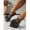 image:imageGORGLITTER Womens Bow Flat Sandals Dressy Formal Cute Strappy Ankle Strap Open Toe Summer Beach Sandals 2026Black and White