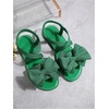 image:imageGORGLITTER Womens Bow Flat Sandals Dressy Formal Cute Strappy Ankle Strap Open Toe Summer Beach Sandals 2026Green Bow