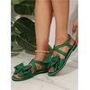 image:imageGORGLITTER Womens Bow Flat Sandals Dressy Formal Cute Strappy Ankle Strap Open Toe Summer Beach Sandals 2026Green Bow