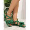 image:imageGORGLITTER Womens Bow Flat Sandals Dressy Formal Cute Strappy Ankle Strap Open Toe Summer Beach Sandals 2026Green Bow