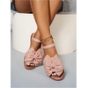 image:imageGORGLITTER Womens Bow Flat Sandals Dressy Formal Cute Strappy Ankle Strap Open Toe Summer Beach Sandals 2026Pink Bow