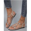 image:imageGORGLITTER Womens Butterfly Strappy Clear Glitter Ankle Sandals Dressy 2025 Cute Summer Wedding Bridal Flats SandalBeige