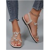 image:imageGORGLITTER Womens Butterfly Strappy Clear Glitter Ankle Sandals Dressy 2025 Cute Summer Wedding Bridal Flats SandalBeige