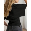 image:imageGORGLITTER Womens Cinched Waist Tops Dolman Sleeve Ruched Shirt Short Sleeve Crewneck Going Out Waist Length TopsBlack