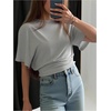 image:imageGORGLITTER Womens Cinched Waist Tops Dolman Sleeve Ruched Shirt Short Sleeve Crewneck Going Out Waist Length TopsLight Grey