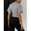 image:imageGORGLITTER Womens Cinched Waist Tops Dolman Sleeve Ruched Shirt Short Sleeve Crewneck Going Out Waist Length TopsLight Grey