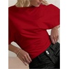 image:imageGORGLITTER Womens Cinched Waist Tops Dolman Sleeve Ruched Shirt Short Sleeve Crewneck Going Out Waist Length TopsRed