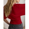 image:imageGORGLITTER Womens Cinched Waist Tops Dolman Sleeve Ruched Shirt Short Sleeve Crewneck Going Out Waist Length TopsRed