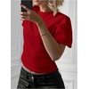 image:imageGORGLITTER Womens Cinched Waist Tops Dolman Sleeve Ruched Shirt Short Sleeve Crewneck Going Out Waist Length TopsRed