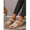 image:imageGORGLITTER Womens Closed Toe Flats Sandals Dressy Huaraches Sandals Ankle Strap Mexicanos Slingback Vacation Work ShoesBeige