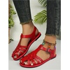 image:imageGORGLITTER Womens Closed Toe Flats Sandals Dressy Huaraches Sandals Ankle Strap Mexicanos Slingback Vacation Work ShoesRose Red