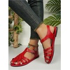 image:imageGORGLITTER Womens Closed Toe Flats Sandals Dressy Huaraches Sandals Ankle Strap Mexicanos Slingback Vacation Work ShoesRose Red