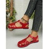 image:imageGORGLITTER Womens Closed Toe Flats Sandals Dressy Huaraches Sandals Ankle Strap Mexicanos Slingback Vacation Work ShoesRose Red