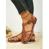 image:imageGORGLITTER Womens Closed Toe Flats Sandals Dressy Huaraches Sandals Ankle Strap Mexicanos Slingback Vacation Work ShoesRust Brown