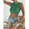 image:imageGORGLITTER Womens Crochet Crop Tank Top Hollow Out Sleeveless Fashion Trendy Knit Copped Vest TopsGreen