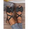 image:imageGORGLITTER Womens Cute Bow Tie Leopard Cheetah Print Flats Open Toe Ankle Strap Summer Dressy SandalsBlack