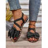 image:imageGORGLITTER Womens Cute Bow Tie Leopard Cheetah Print Flats Open Toe Ankle Strap Summer Dressy SandalsBlack