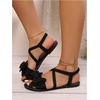 image:imageGORGLITTER Womens Cute Bow Tie Leopard Cheetah Print Flats Open Toe Ankle Strap Summer Dressy SandalsSolid Black