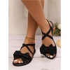 image:imageGORGLITTER Womens Cute Bow Tie Leopard Cheetah Print Flats Open Toe Ankle Strap Summer Dressy SandalsSolid Black