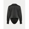 image:imageGORGLITTER Womens Deep V Neck Long Sleeve Shirts Bodysuit Satin Button Down Party Night Sexy Leotard TopsBlack