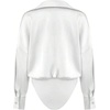 image:imageGORGLITTER Womens Deep V Neck Long Sleeve Shirts Bodysuit Satin Button Down Party Night Sexy Leotard TopsWhite