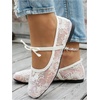 image:imageGORGLITTER Womens Floral Ballet Flats Embroidered Mesh Ballerina Shoes Bow Closed Toe Dress ShoesWhite