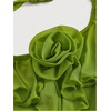 image:imageGORGLITTER Womens Fringe Flower Halter Tops Ruffle Mesh Asymmetrical Bow Sleeveless Open Back Going Out Concert TopsGreen