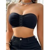 image:imageGORGLITTER Womens Front Closure Bandeau Bras Wireless Ruched Push Up Strapless Bras 3 Pack Comfort BralettesApricot Black Brown