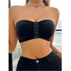 image:imageGORGLITTER Womens Front Closure Bandeau Bras Wireless Ruched Push Up Strapless Bras 3 Pack Comfort BralettesApricot Black Brown