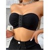 image:imageGORGLITTER Womens Front Closure Bandeau Bras Wireless Ruched Push Up Strapless Bras 3 Pack Comfort BralettesBlack Blue Red