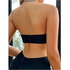 image:imageGORGLITTER Womens Front Closure Bandeau Bras Wireless Ruched Push Up Strapless Bras 3 Pack Comfort BralettesBlack Blue Red
