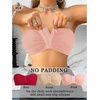 image:imageGORGLITTER Womens Front Closure Bandeau Bras Wireless Ruched Push Up Strapless Bras 3 Pack Comfort BralettesRed Pink Apricot