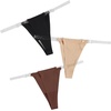 image:imageGORGLITTER Womens G String Thongs Sexy 3 Pack No Show Invisible Clear Strap Underwear Low Rise PantiesBlack Khaki Brown